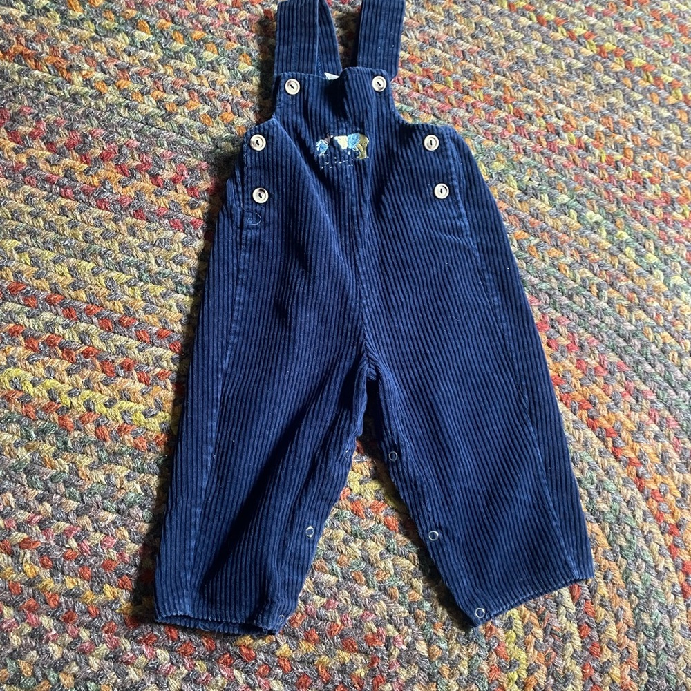 Pooh and Piglet embroidered Blue Corduroy Snap Overalls | Made in Canada 🇨🇦
